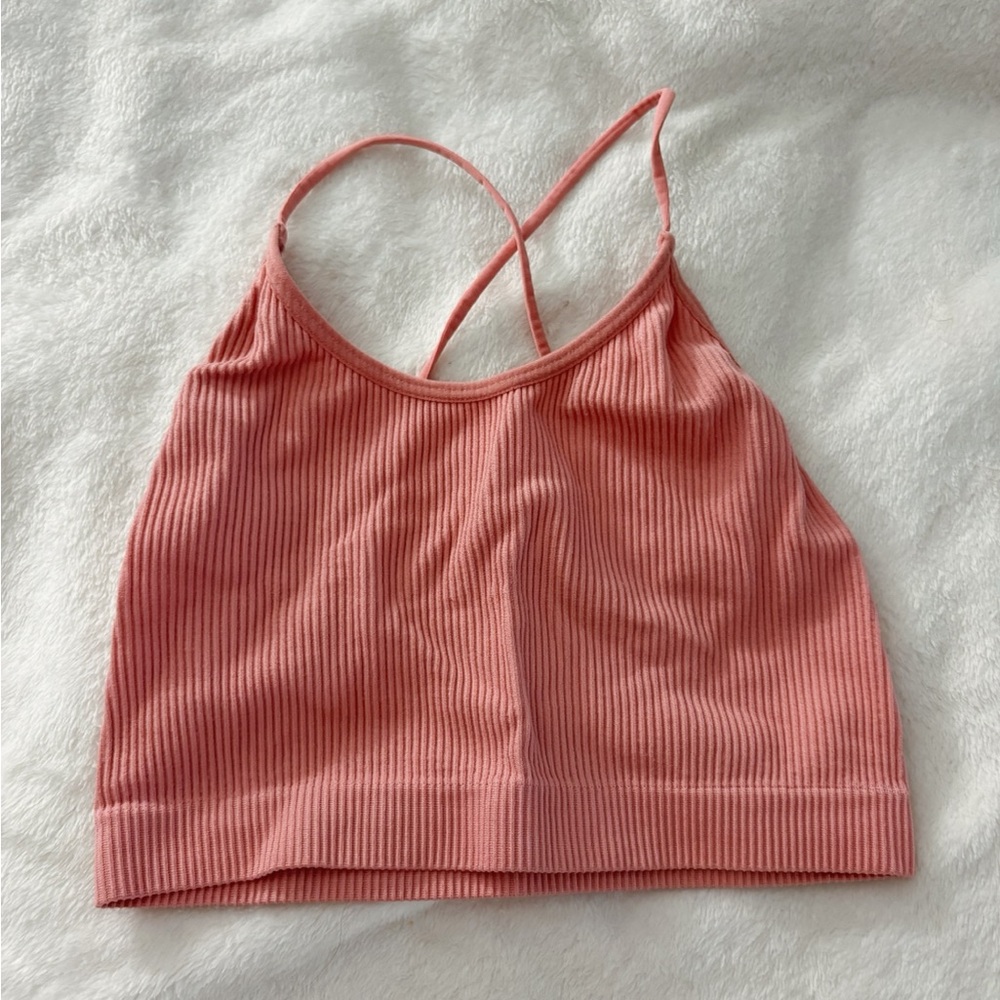 Target Coral Ribbed Strappy Top